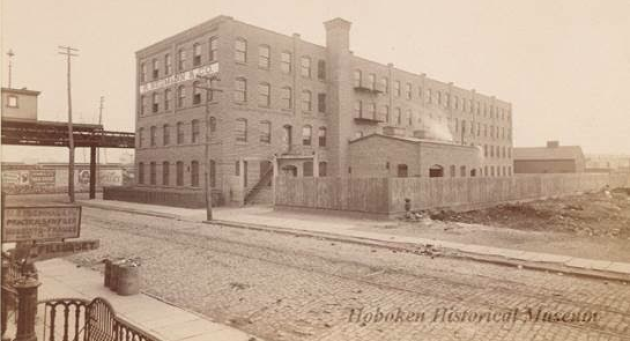 A vintage photo of the Neumann Leathers building, courtesy of the City of Hoboken. 