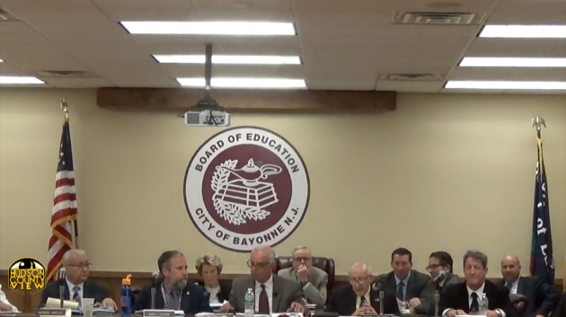 A photo of the Bayonne Board of Education taken from their meeting in May.