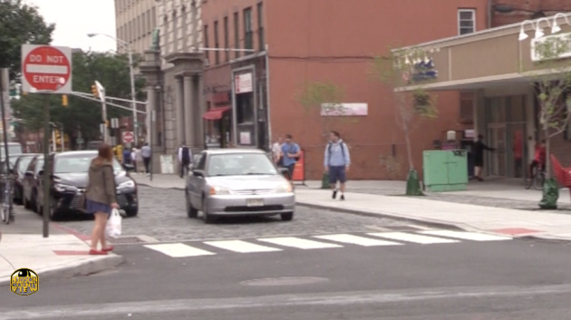 Pedestrians crossing the street near the Newark Street Plaza in Hoboken back on August 1. 