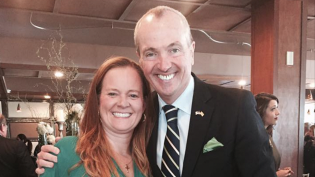 Assembly candidate Kristen Zadroga Hart (D-31) takes a picture with Democratic gubernatorial frontrunner Phil Murphy at a St. Patrick's Day event in Jersey City last month. Facebook photo. 