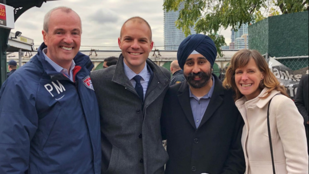 From left to right: Gov.-elect Phil Murphy, Hoboken city spokesman Juan Melli, Mayor-elect Ravi Bhalla and Mayor Dawn Zimmer. Facebook photo. 