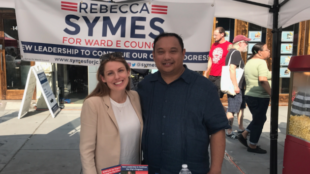 Jersey City Council President Rolando Lavarro is the latest to endorse Ward E council candidate Rebecca Symes. Photo courtesy of the Symes campaign. 