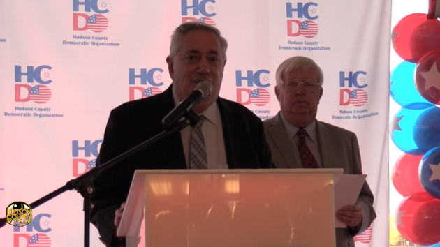 State Senator (D-32)/North Bergen Mayor Nick Sacco (left) with Hudson County Executive Tom DeGise at a Hudson County Democratic Organization fundraiser in 2016. 