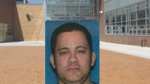 Sean Lora, a teacher at Franklin L. Williams Middle School No. 7 in Jersey City, has been charged with sexual assault. Lora mugshot courtesy of Hudson County Prosecutor's Office, Franklin L. Williams School photo via jcboe.org. 