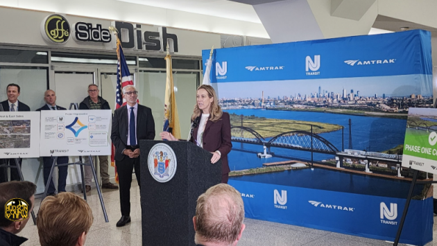 Sherrill celebrates new Portal North Bridge in Kearny with inaugural train ride